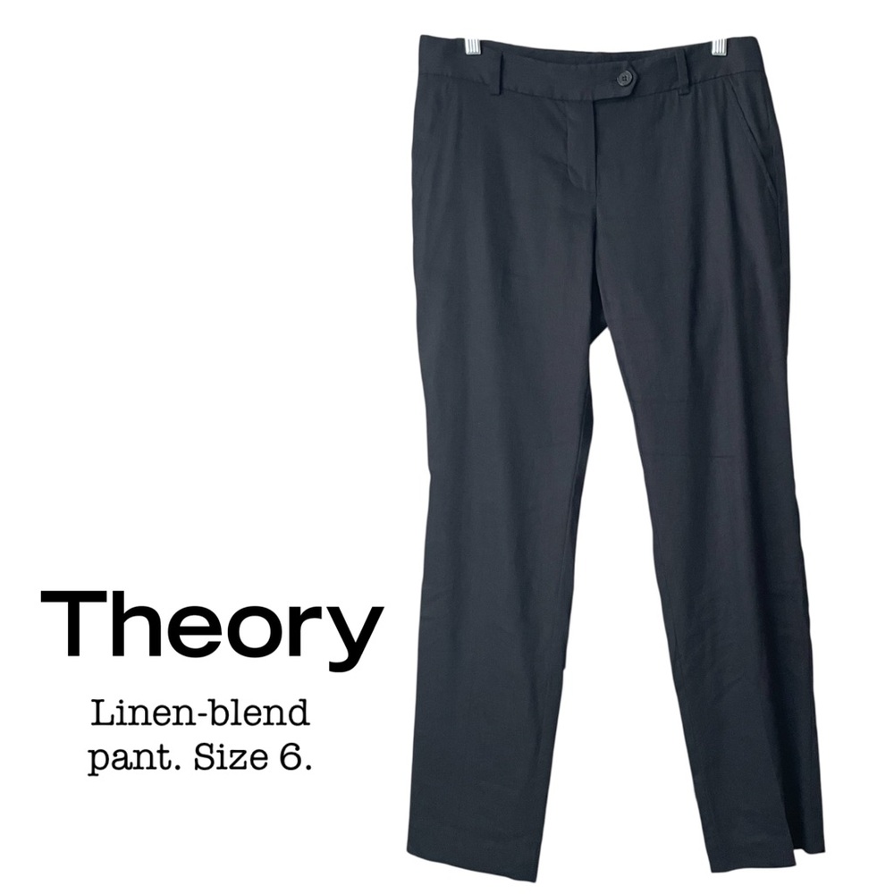 THEORY Classic Linen Pant Black Size 6